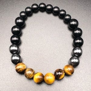 Triple Protection- Tigers Eye x Hematite x Onyx Bracelet